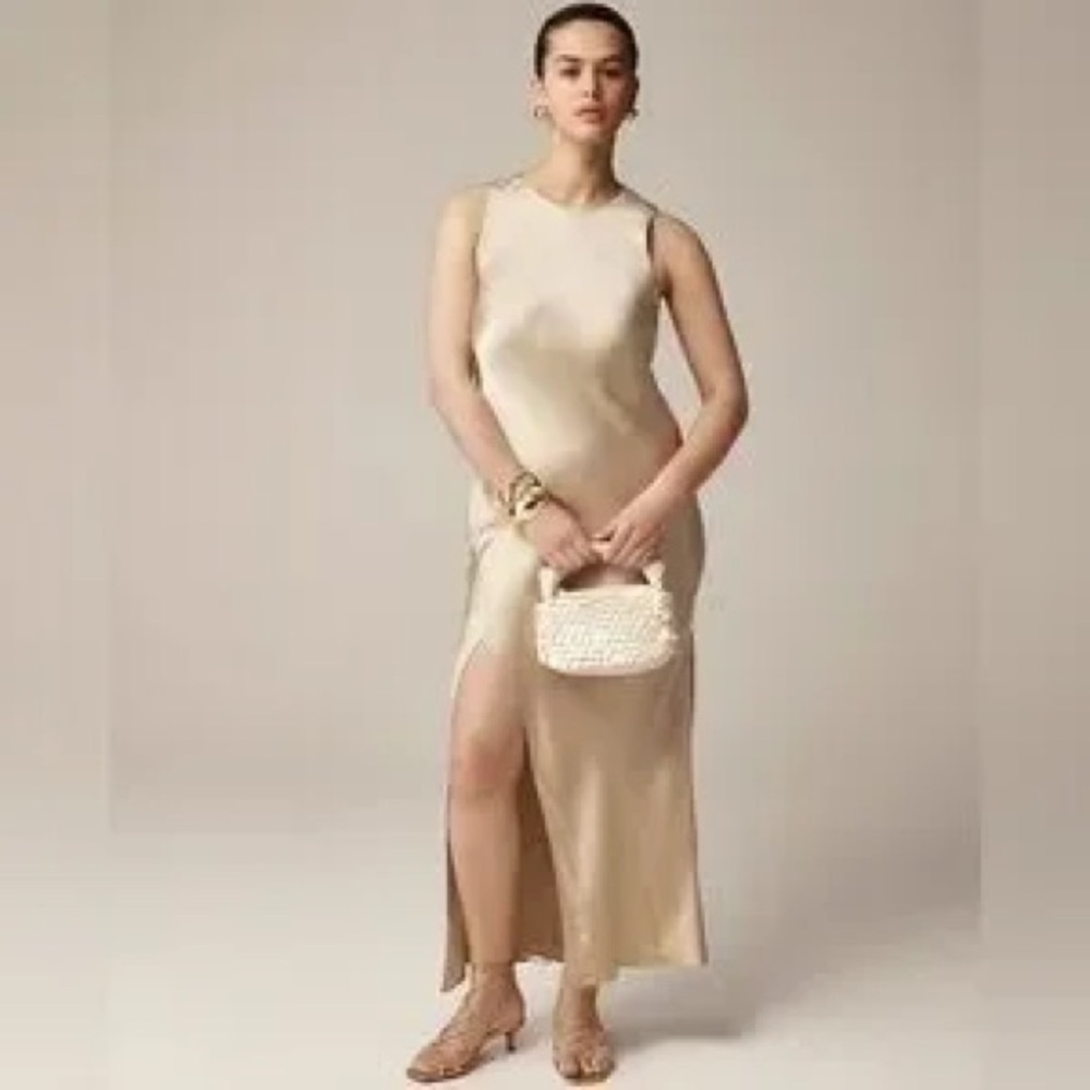 J. Crew High-neck slip dress in luster crepe